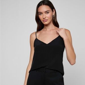 J. Crew Black Silk V-Neck Spaghetti Strap Cami